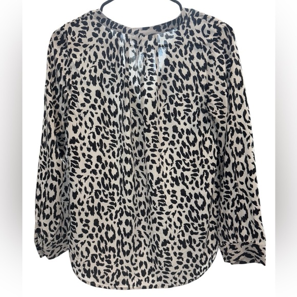 JOIE White/Black Long Sleeve V-Neck Printed Blouse 100% Silk Size XS - Picture 4 of 6